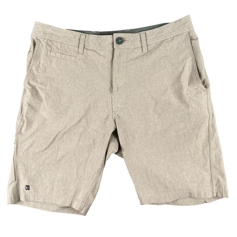 LINKSOUL Golf Shorts Mens 34 Khaki/Beige Performance Shorts Zip Up Button Close‎
